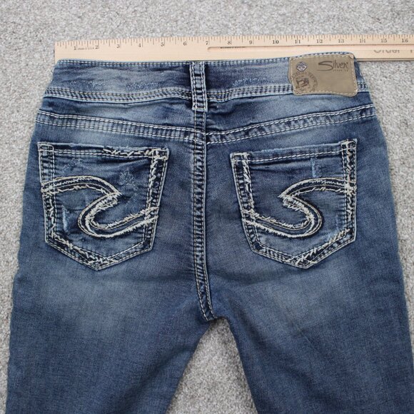 Silver Joga Suki Mid Skinny Jeans Womens 29x31 Blue 5-Pocket Stretch Denim - Picture 7 of 16